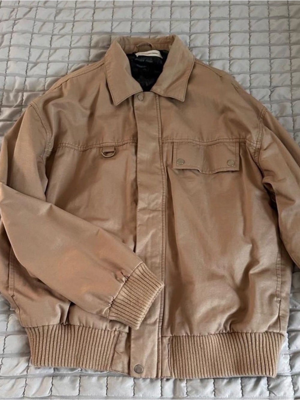 Men's Tan Bomber Jacket - Classic Lightweight Coat